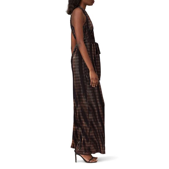 Hutch Tali Black Striped Surplice Wide Leg Jumpsuit Size 10 - Picture 2 of 13